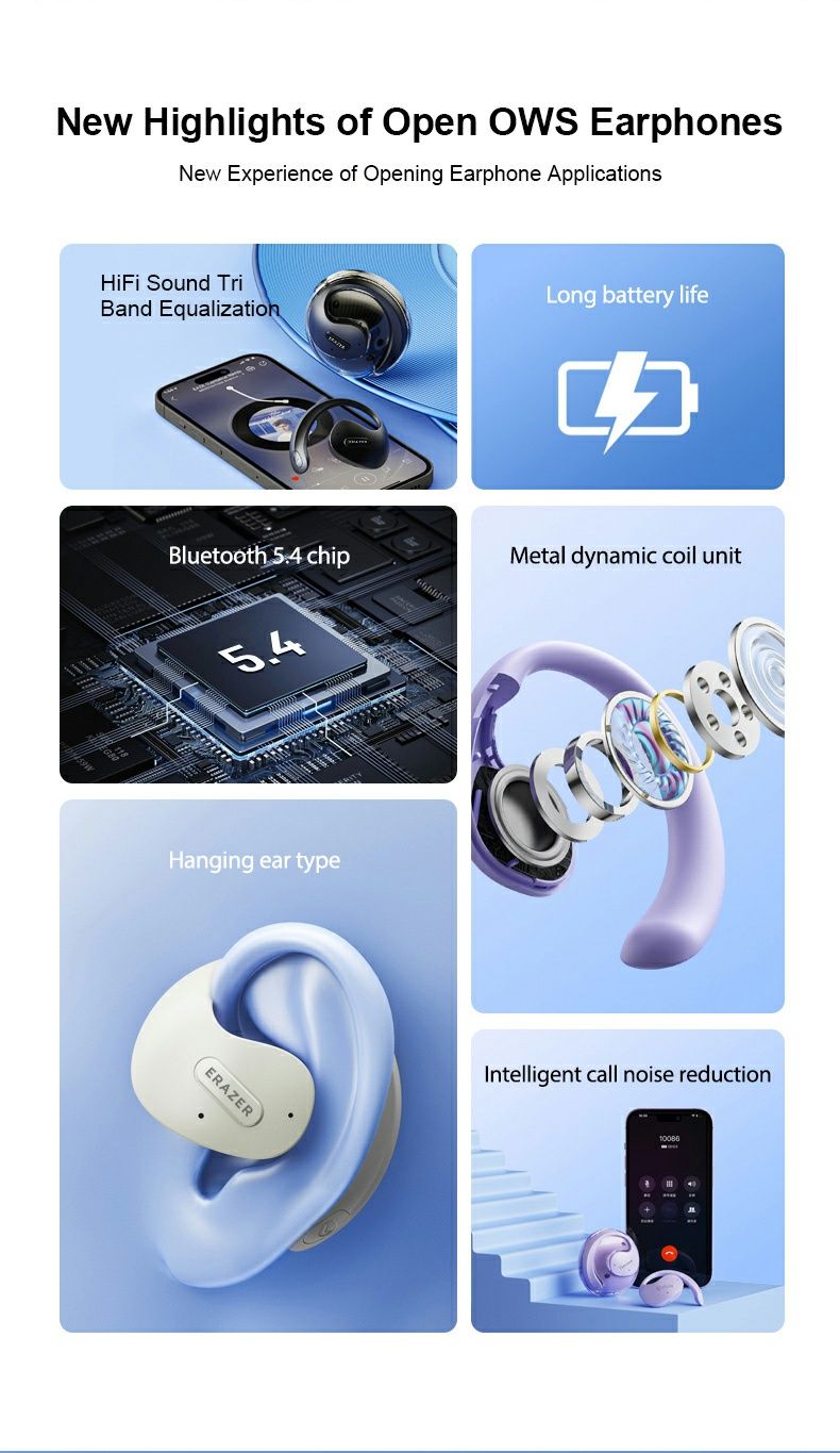 Навушники ERAZER A15 Bluetooth 5.4, яскраві якісні спортивні, наушники