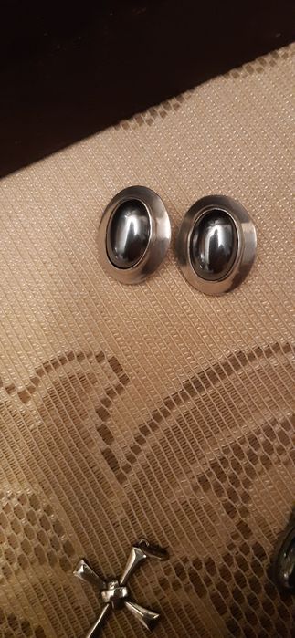 Rytosztuka-srebrne klipsy - PRL