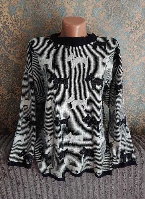 Красивый свитер с собаками на девочку подростка кофта джемпер