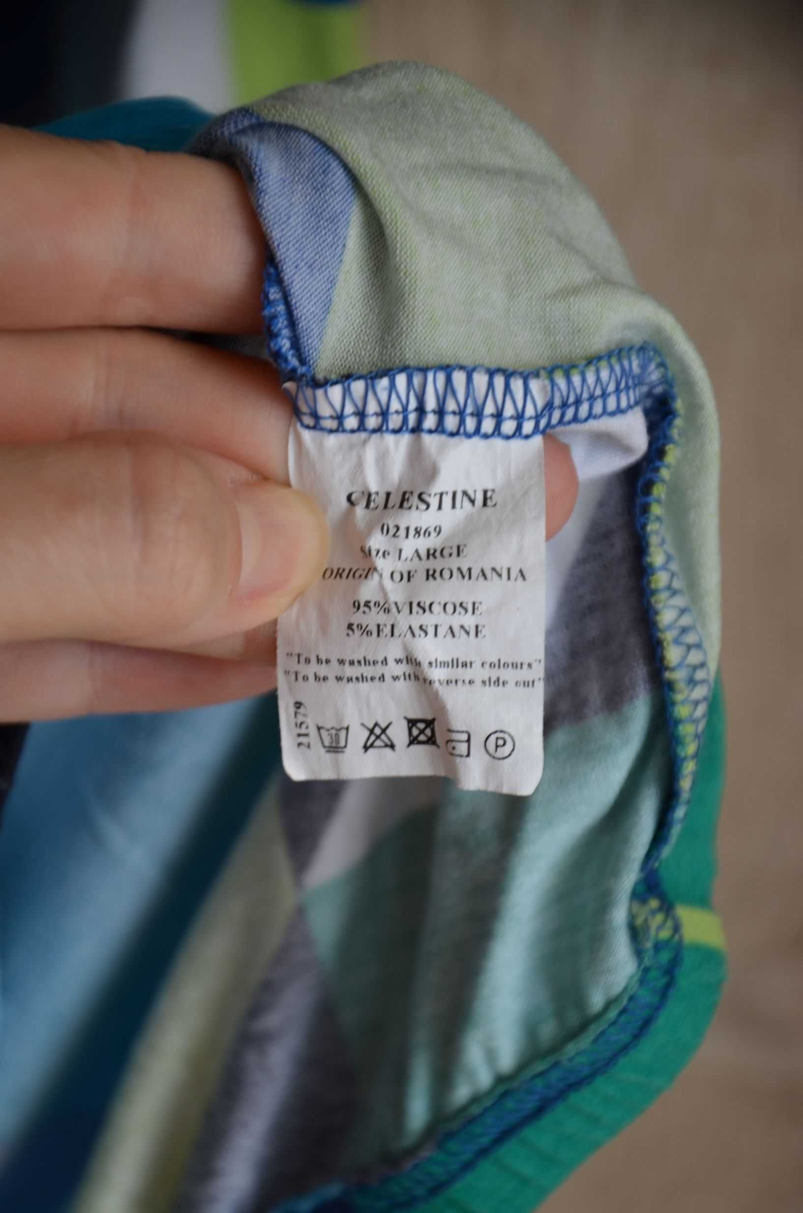 Bluzka z rękawem 3/4 kolorowa wzory cienka 40 L 42 XL