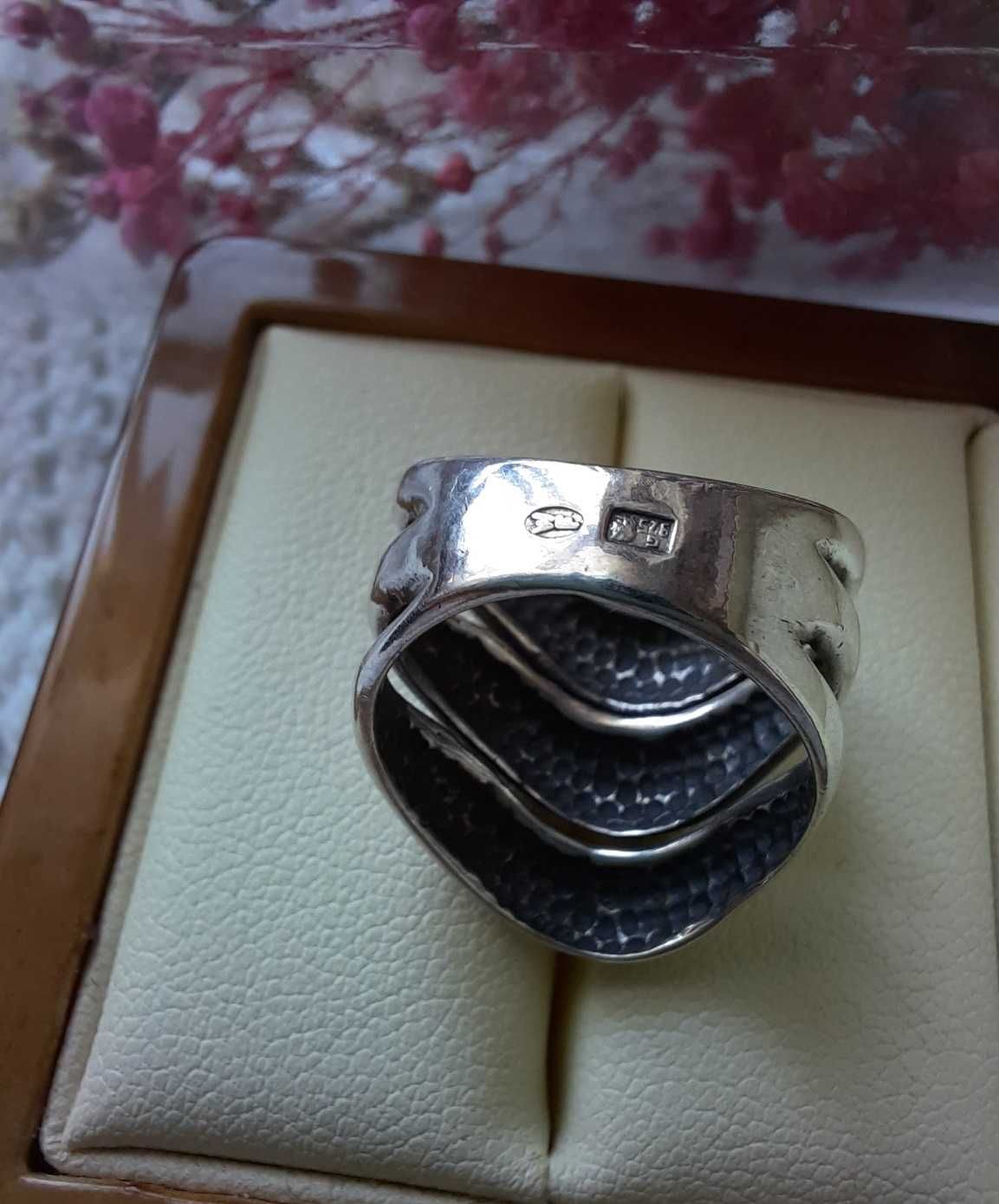 Szeroki 2 cm srebrny niesamowity okazały pierścionek obrączki Srebro
