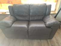 Sofa z fotelem skóra brąz