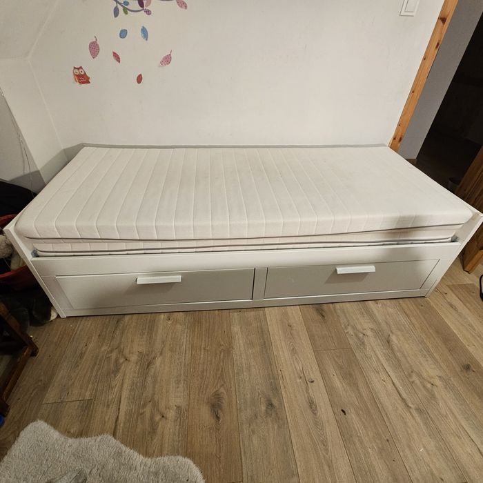 Łóżko dziecięce,  młodzieżowe,  wysuwane, 2 materace, ikea brimnes