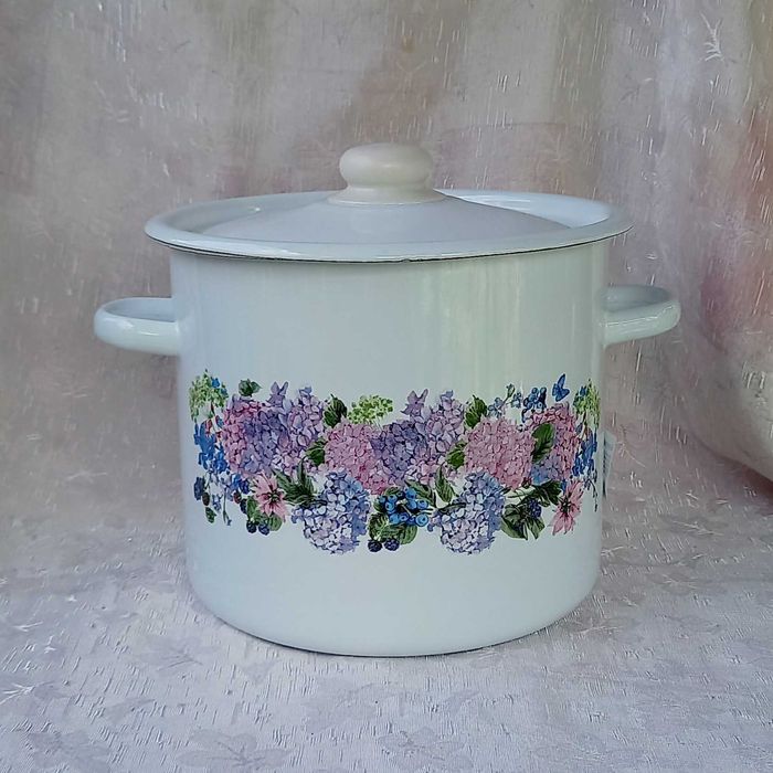 Каструля емальована Idilia (7 л), різні малюнки, НОВІ!