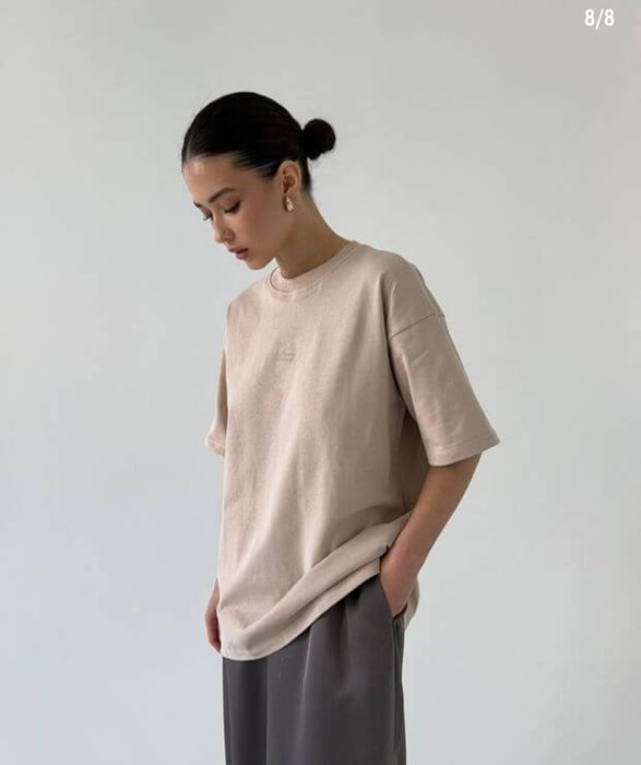 Футболка оверсайз жіноча зі щільного котону,нейтральний беж Rikki Hype