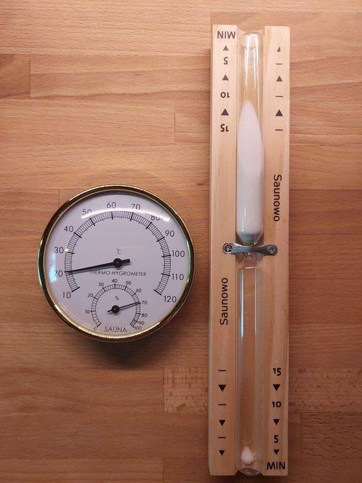 Zestaw akcesoriów do sauny Klepsydra i termometr z higrometrem sauna