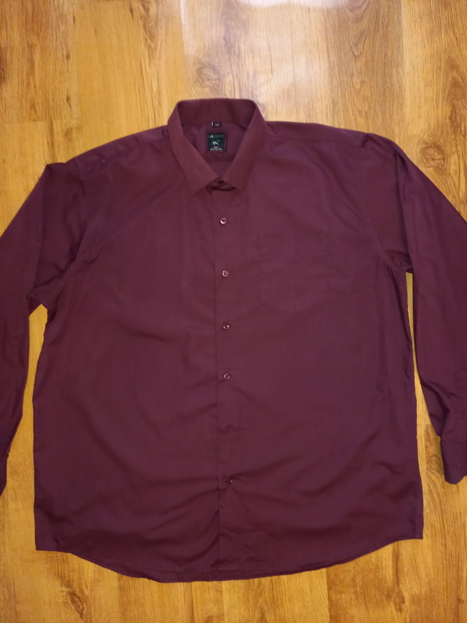 Elegancka bordowa koszula męska | r. 4XL (46/47) | 100% bawełna