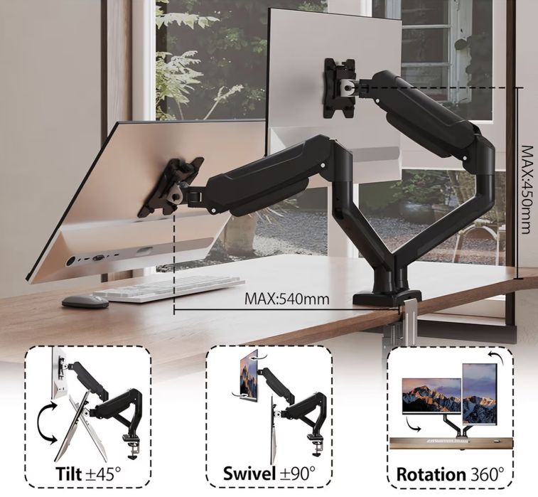 !! Uchwyt do 2 Monitorów 13-32 " 9 KG Super Jakość PREMIUM!!