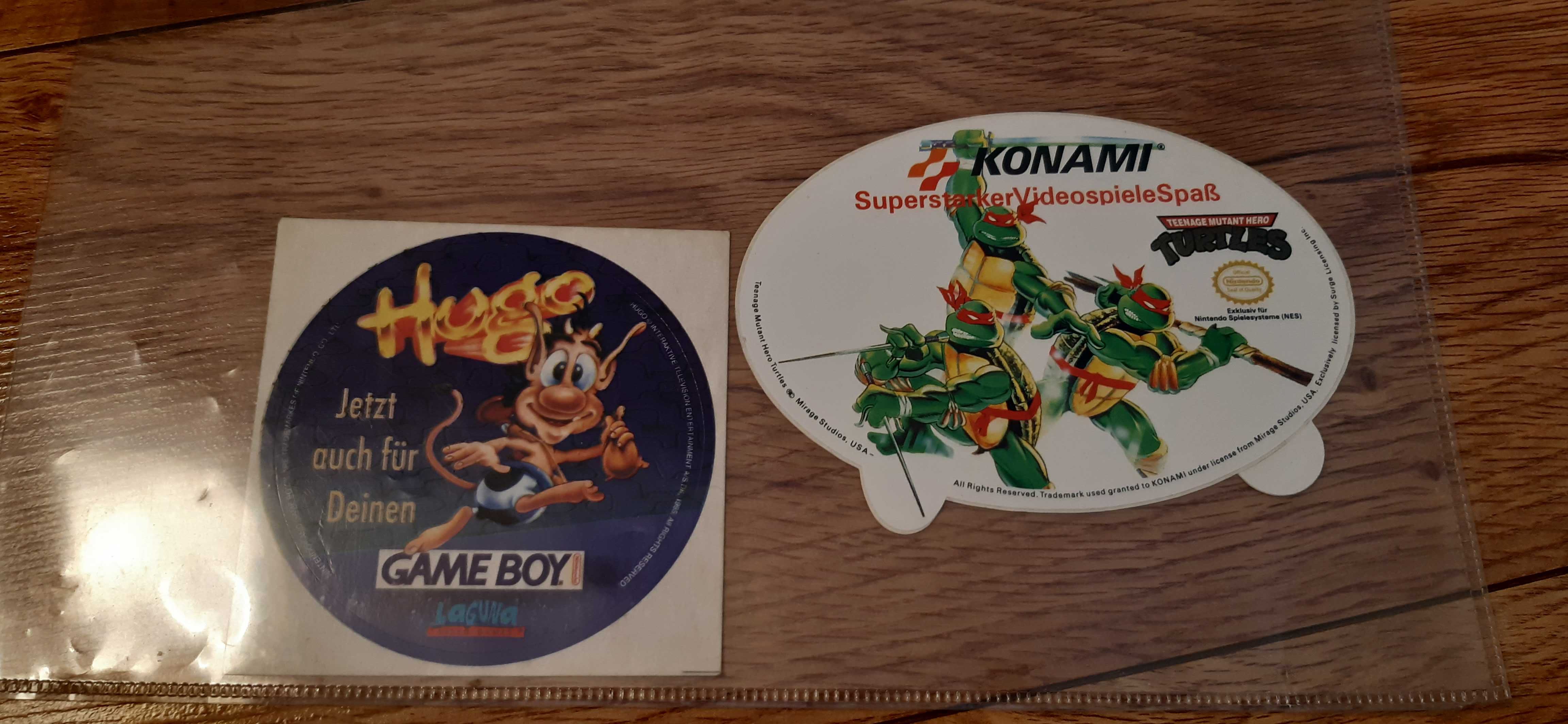 kolekcjonerskie naklejki game boy turtles i hugo zestaw