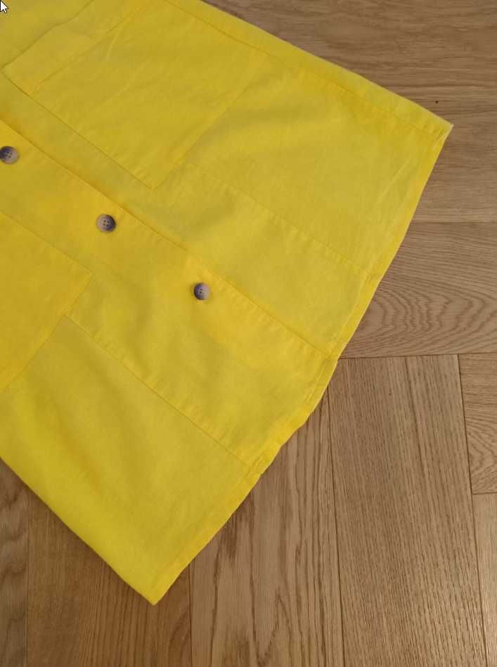 Nowa letnia sukienka damska len+bawełna S 36 żółta lniana na lato