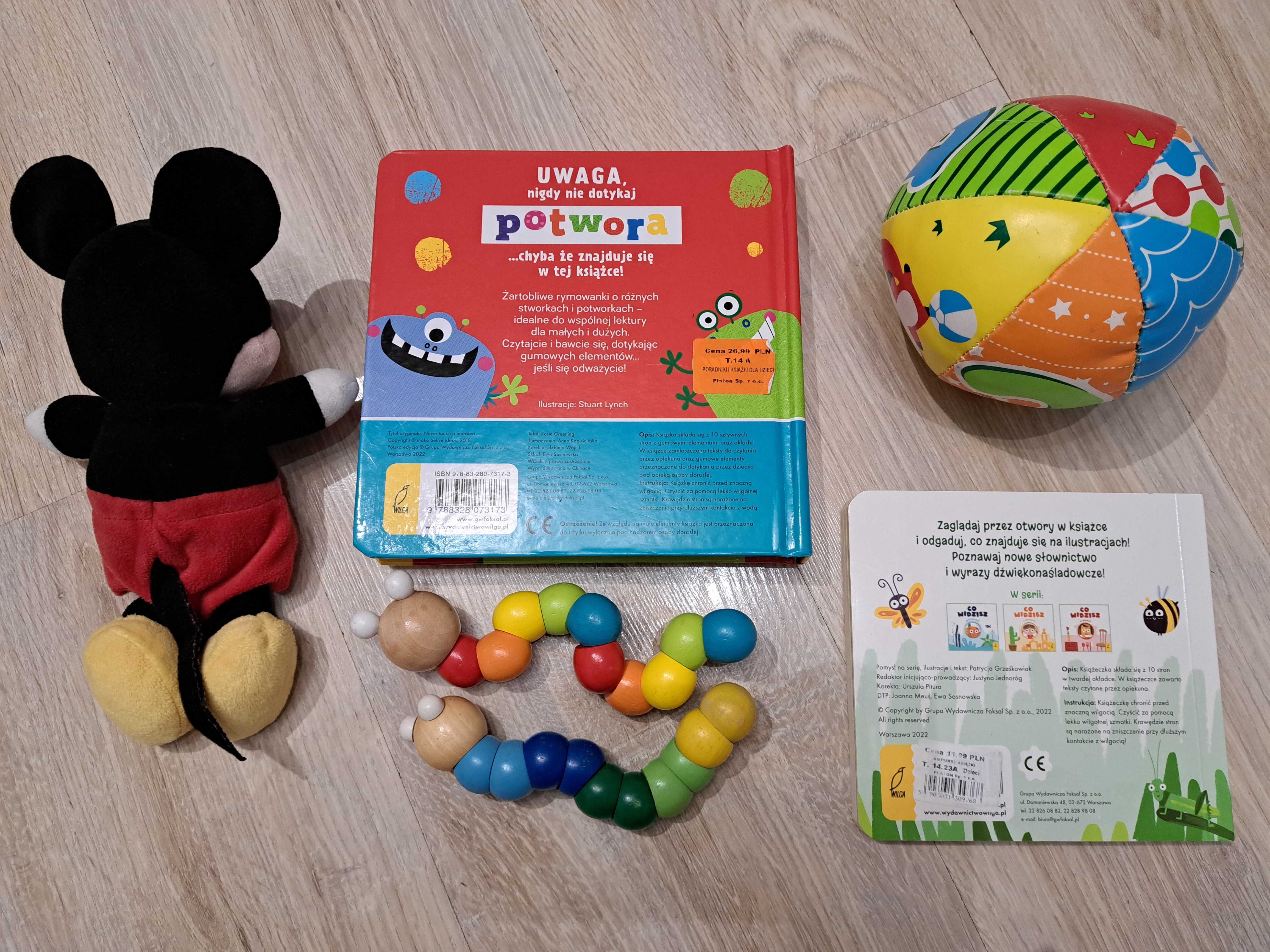 Zabawki dla niemowlaka, książeczki, pluszak, gryzaki, piłka