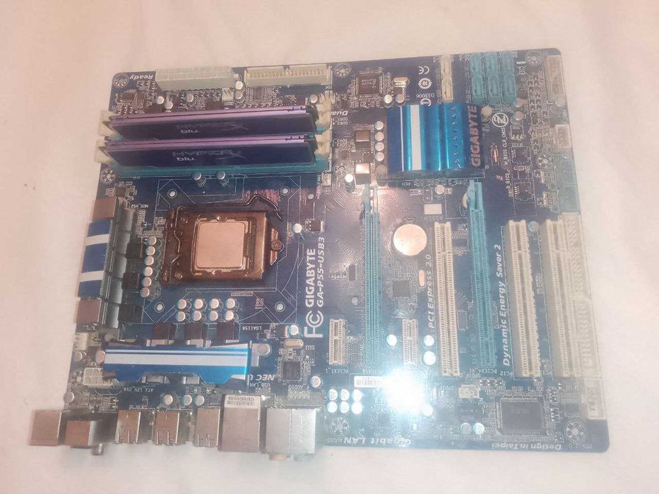Материнская плата GIGABYTE GA-P55-USB3 +i5 760 +16gb Озу
