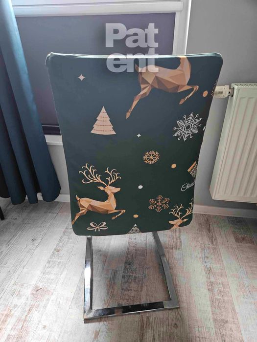 Świąteczne pokrowce na krzesła elastyczne 4 sztuki zielone renifery