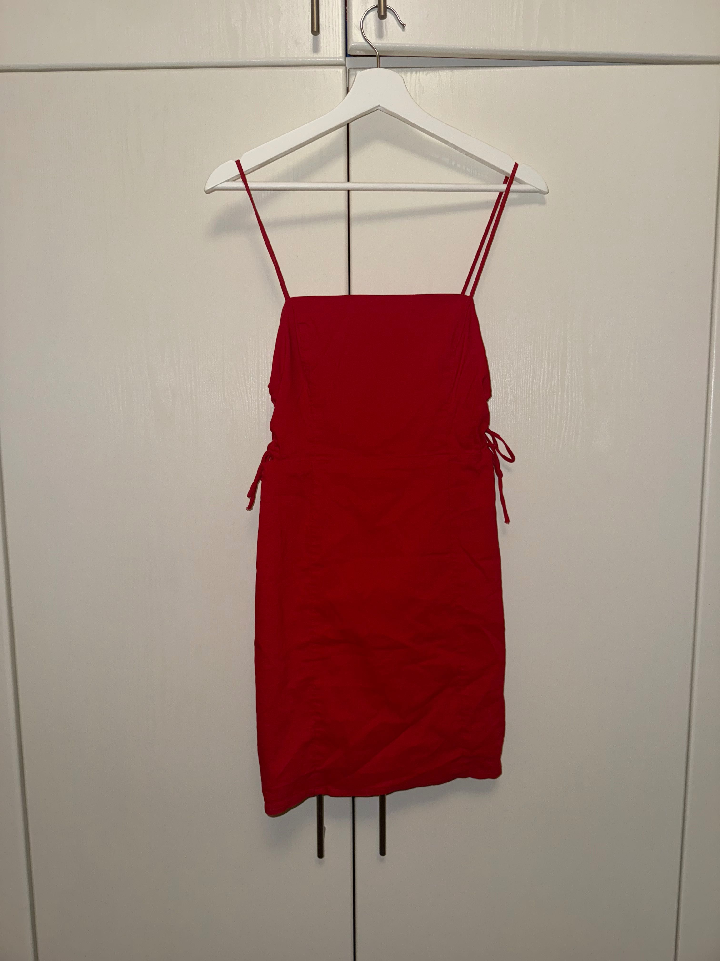 Vestido linho zara vermelho