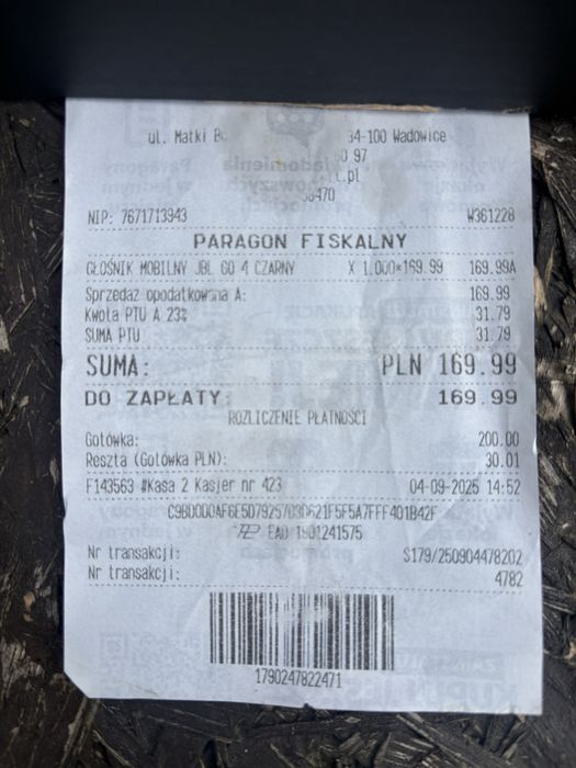 Głośnik jbl go4 (użyty raz)