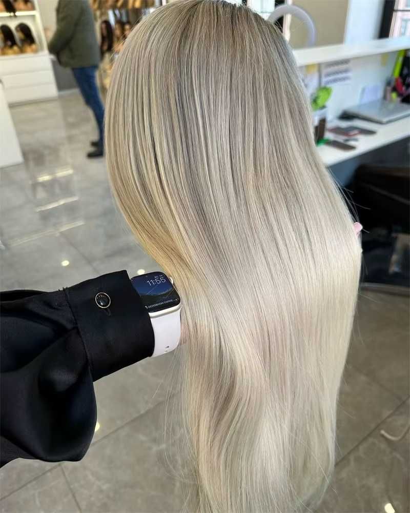 Premium peruka lace front 66 cm chłodny blond do codziennego noszenia