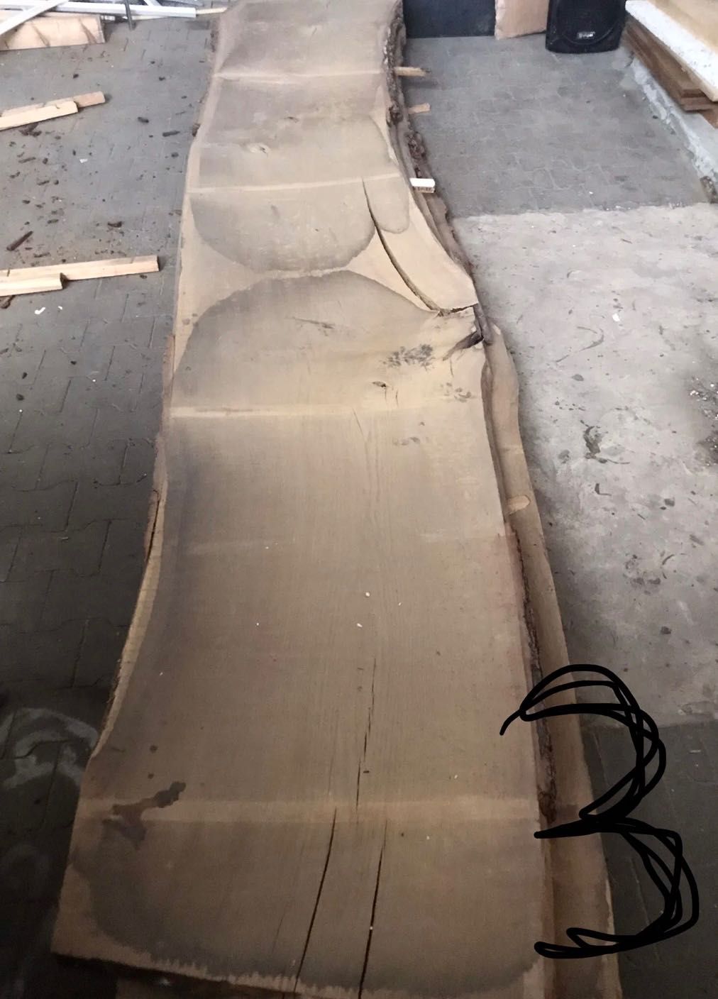 Monolit dębowy blat stół 280 cm grubość  7 cm