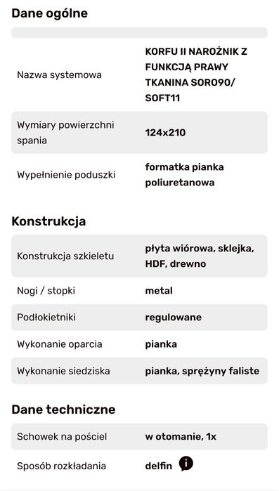 Meble salon jadalnia - narożnik + stół + krzesła
