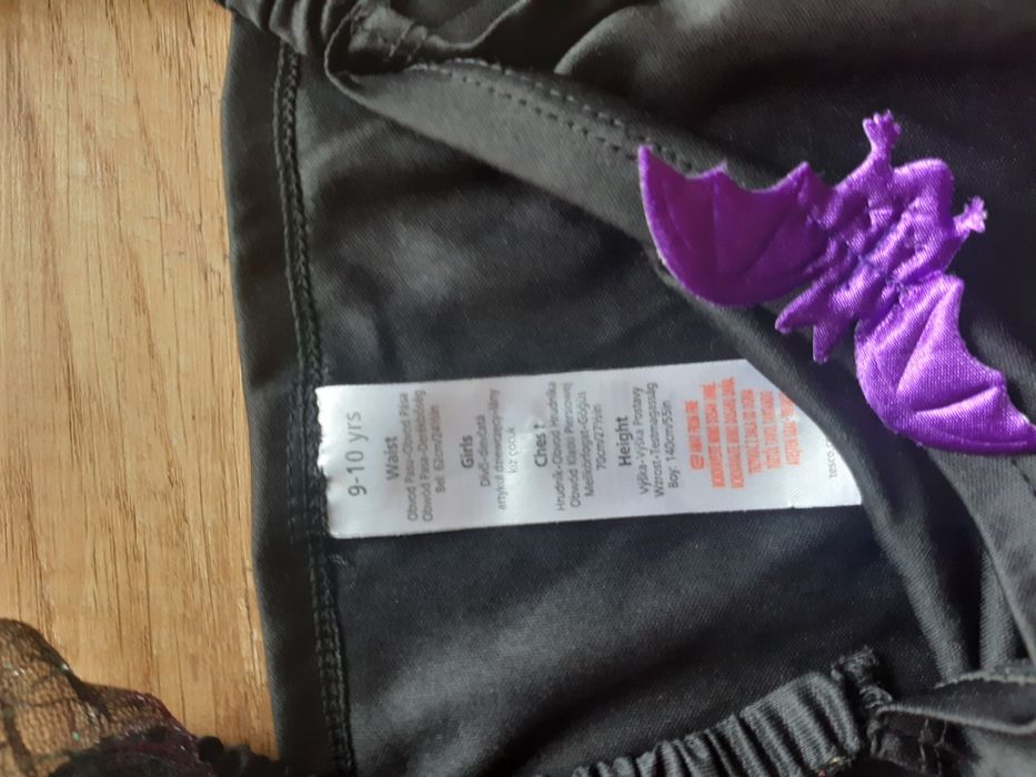 Przebranie czarownica 140 bal kostium andrzejki 9/10 czarna czapka