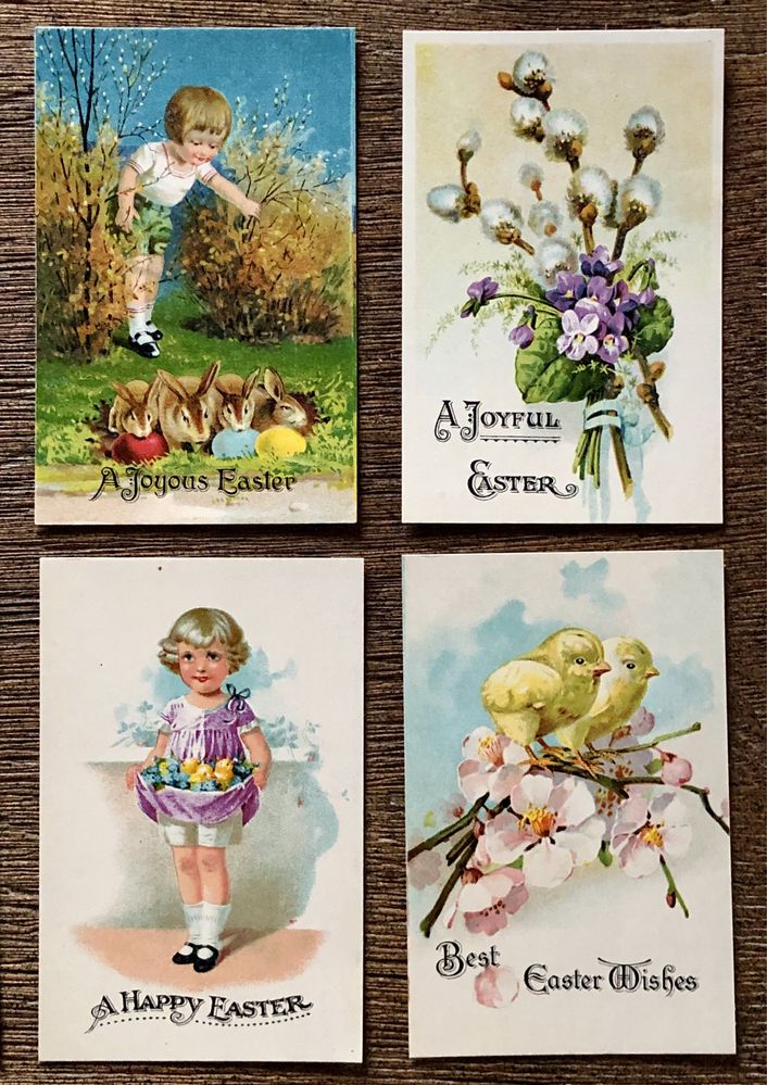 Zestaw 12x kartka świąteczna Wielkanoc RETRO 1950 vintage pocztówka !!