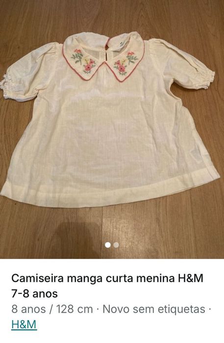 Blusa menina com gola bordada