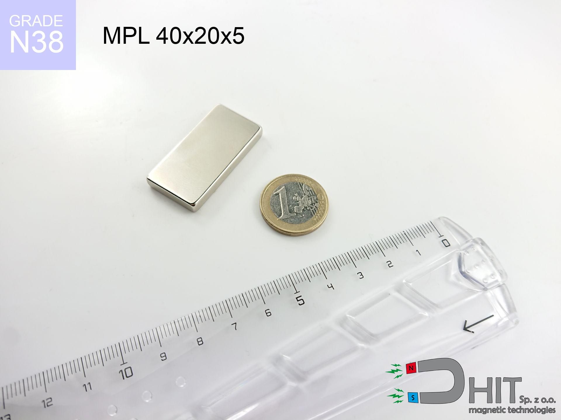 MPL 40x20x5 [N38] - magnes płytkowy z maksymalną 1 szt.
