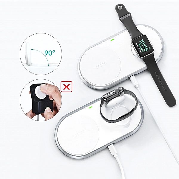 Choetech ładowarka bezprzewodowa Qi 2w1 do smartfonów / Apple Watch ze