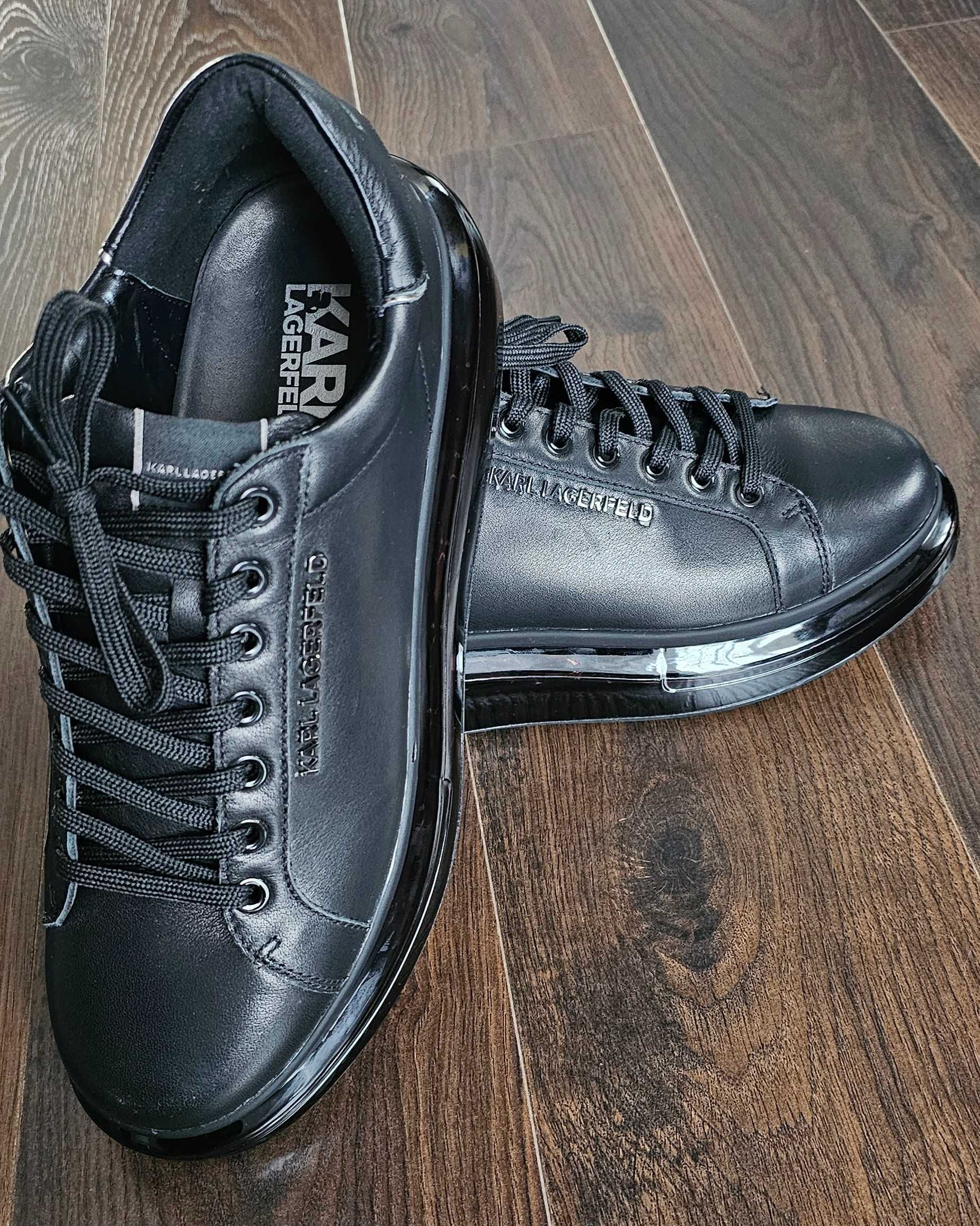 Karl Lagerfeld sneakersy skórzane KAPRI KUSHION 
kolor czarny