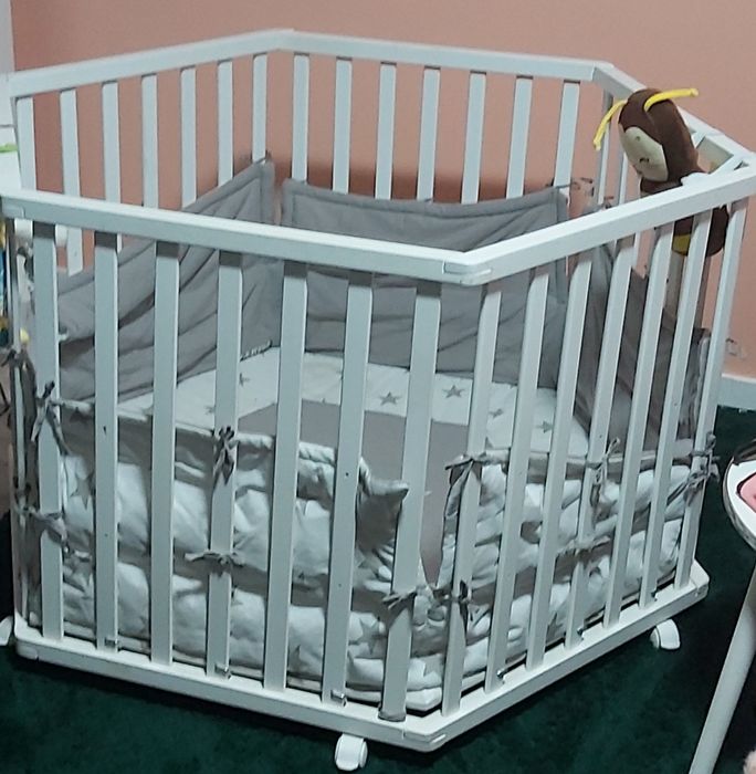 Łóżeczko Kojec 6-kątny biały Rock Star Baby