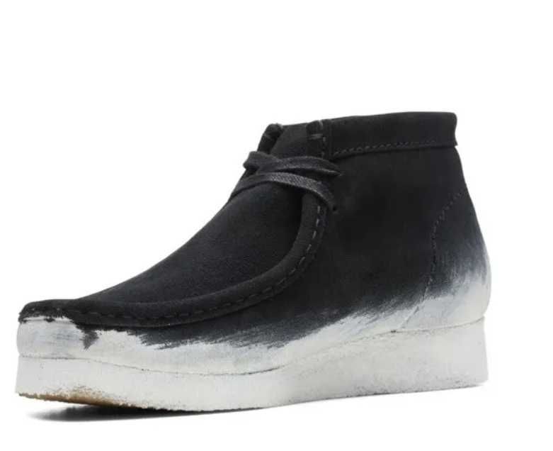 Clarks Originals WALLABEE BOOT Черно-белые замшевые кожаные ботинки 40