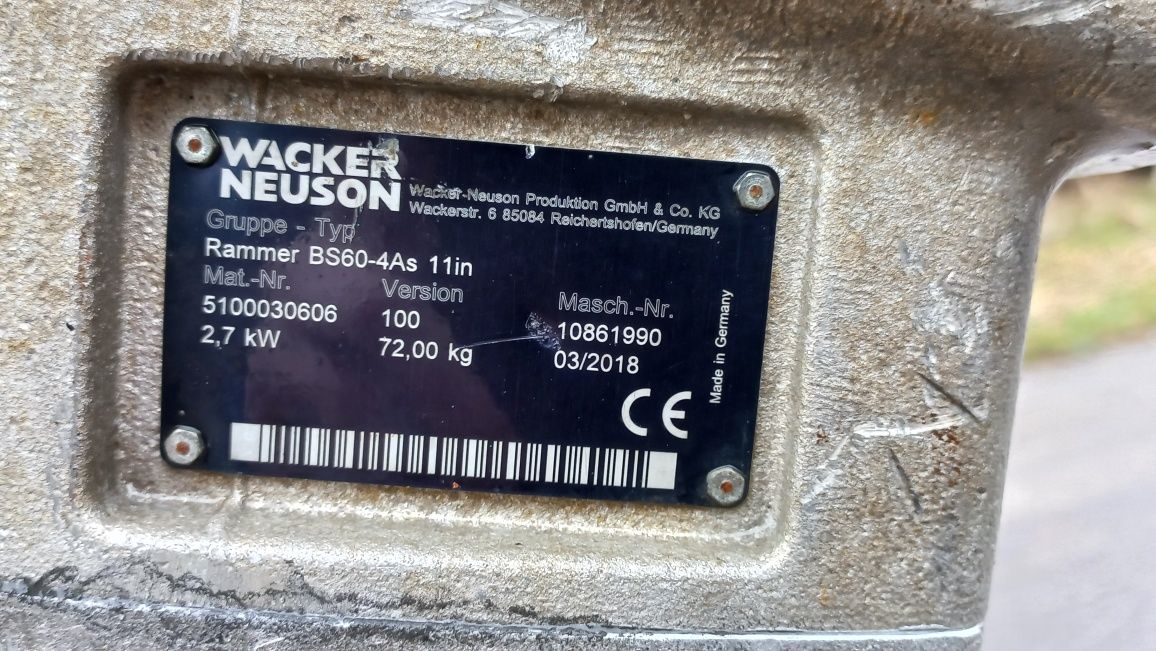 Skoczek Wacker Neuson BS60-4 rok 2018r 72kg ubijak stopa wibracyjna Mi