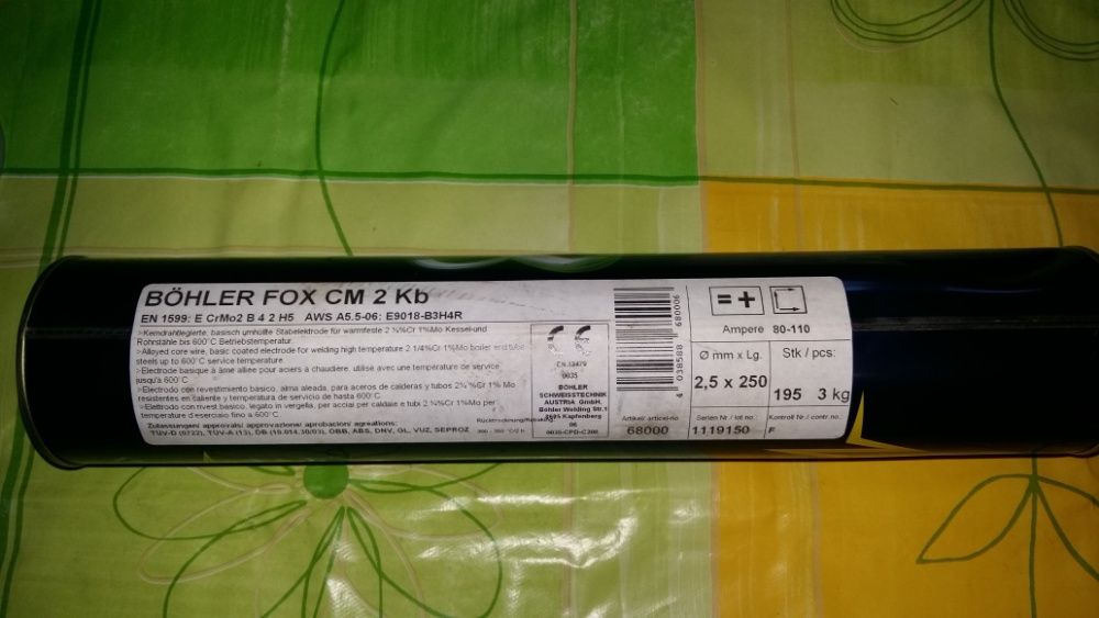 Elektrody spawalnicze kotłowe Bohler Fox CM2 Kb fi 2.5mm