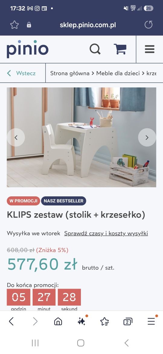 Biurko/ stolik rosnący z dzieckiem PINIO