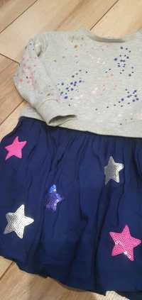 Sukienka w gwiazdki z bluzą 2-3 lata