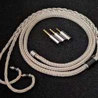 кабель чистое серебро  16 жил для shure fiio kz mmcx 4.4, 3.5