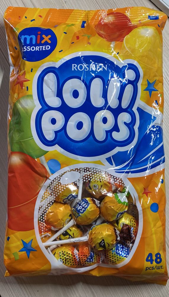 Чупа-чупс Roshen lolli pops упаковка 48шт, микс