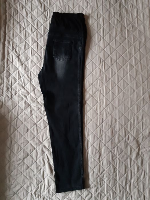 Jeansy czarne spodnie ciążowe XXL, uciagliwe 44