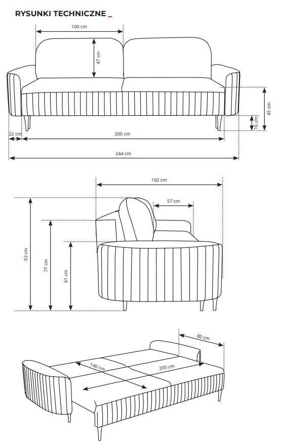 Sofa, Kanapa rozkładana MONTE! NOWOŚĆ!