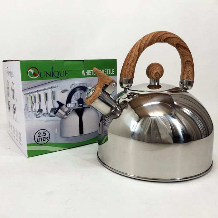 Чайник Unique UN-5302 2.5 л зі свистком для газової плити. Коричневий