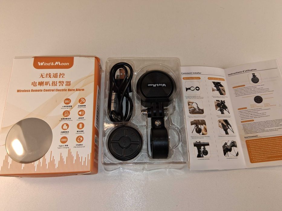 E126 Bezprzewodowy Klakson Rowerowy Wind&Moon Z Pilotem i Alarmem