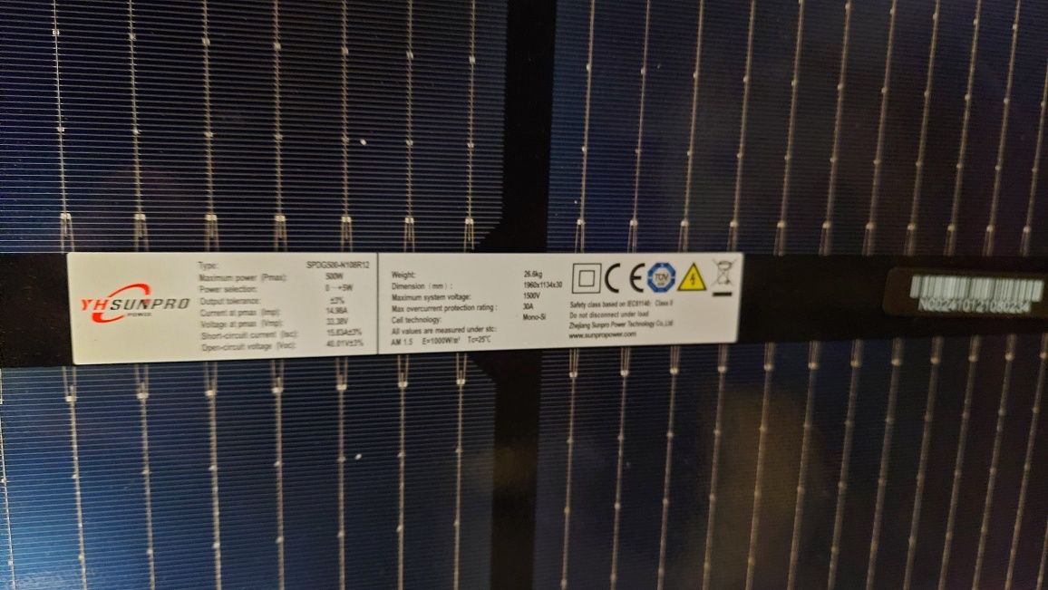 Panele Fotowoltaiczne SunPro 500w Bifacial Panel DeyeOffGridCzęstochow
