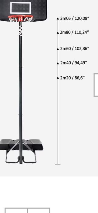 Kosz do koszykówki na regulowanym stojaku od 2,20 m do 3,05 m Tarmak