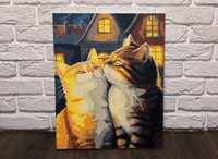 Картина на холсте, ручная работа (Два кота) 40х50 см.