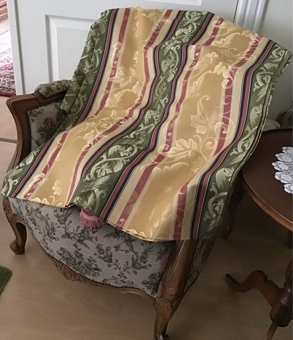 Stylowa żakardowa tkanina w pasy obiciowa, obrusowa, zasłonowa - gruba