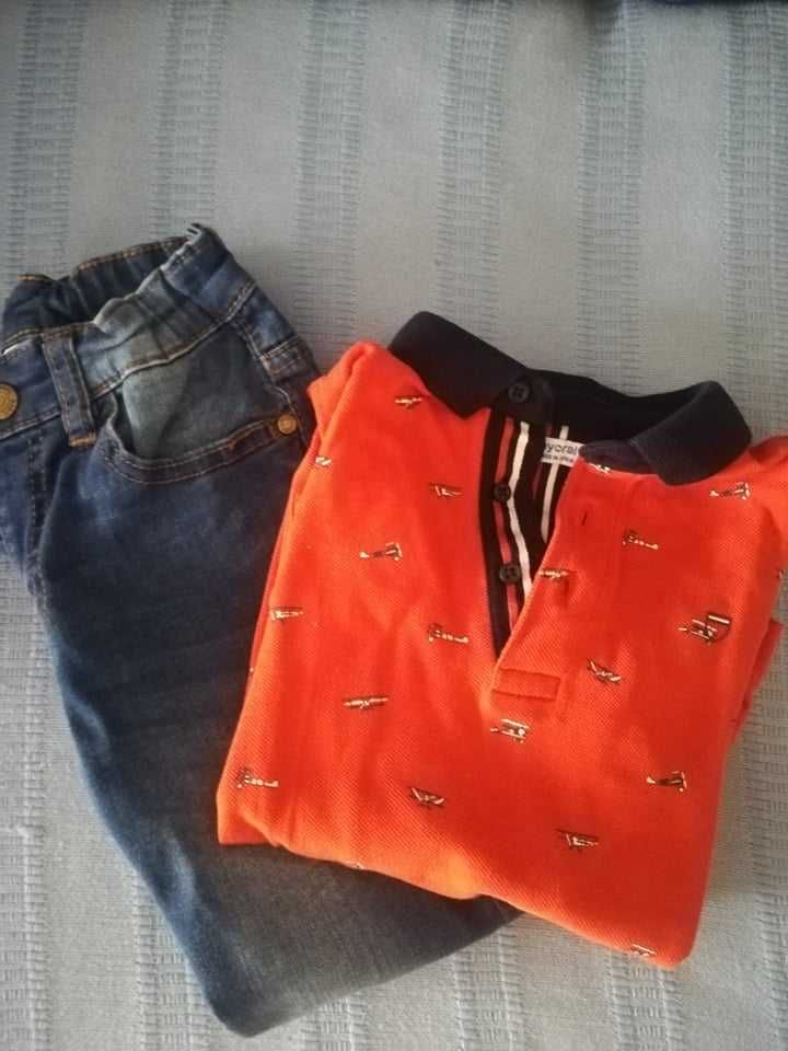 Conjunto Mayoral: camisa manga comprida + calças de ganga 3 anos