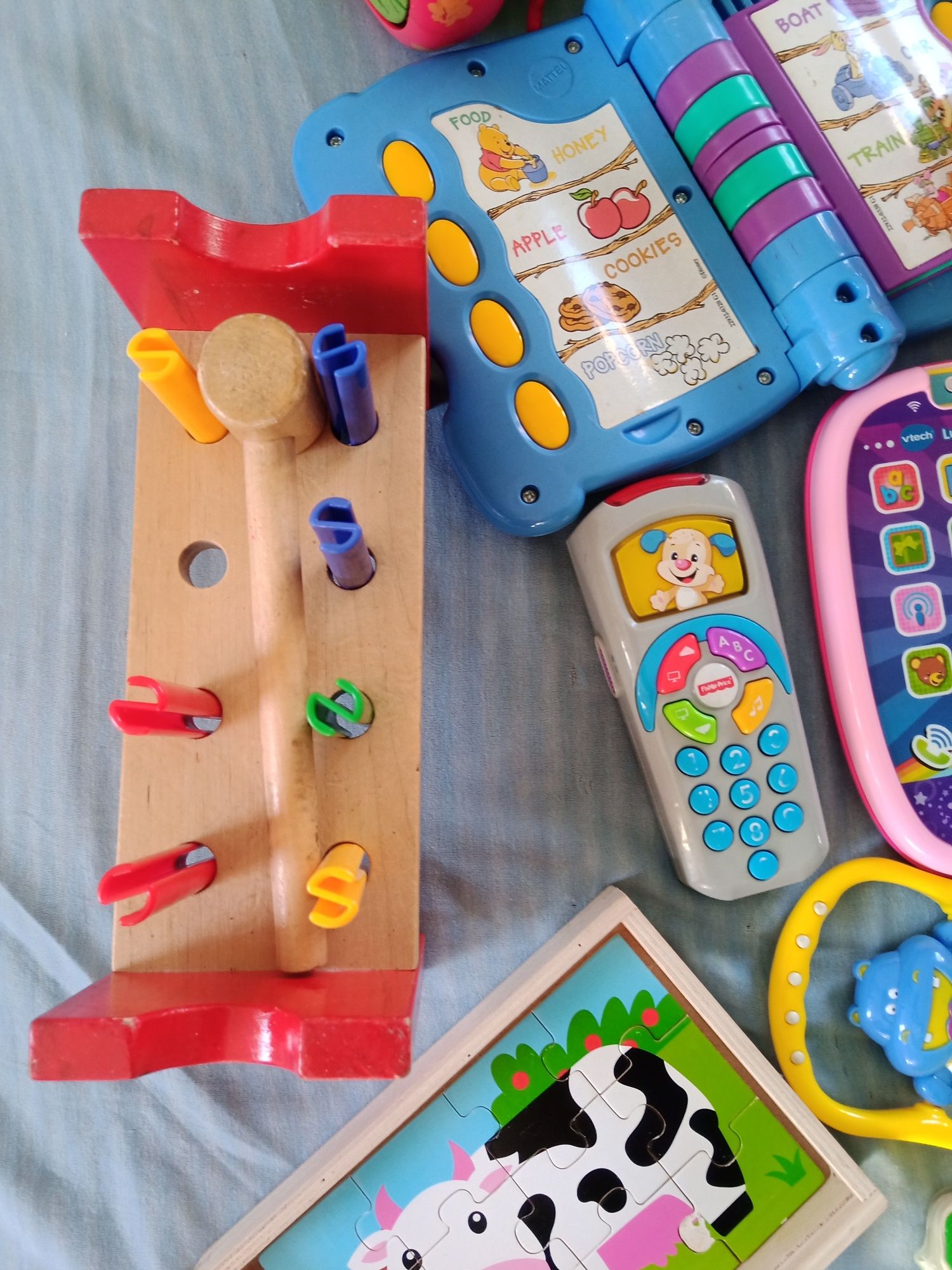 Zestaw zabawki puzzle pies fisher telefon