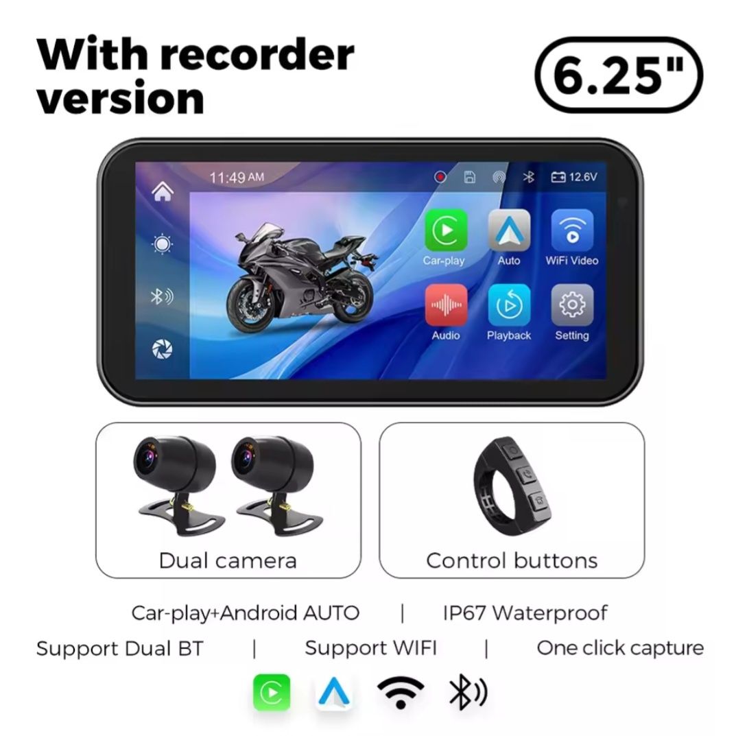 Nawigacja motocyklowa,rejestrator jazdy, Android auto,CarPlay