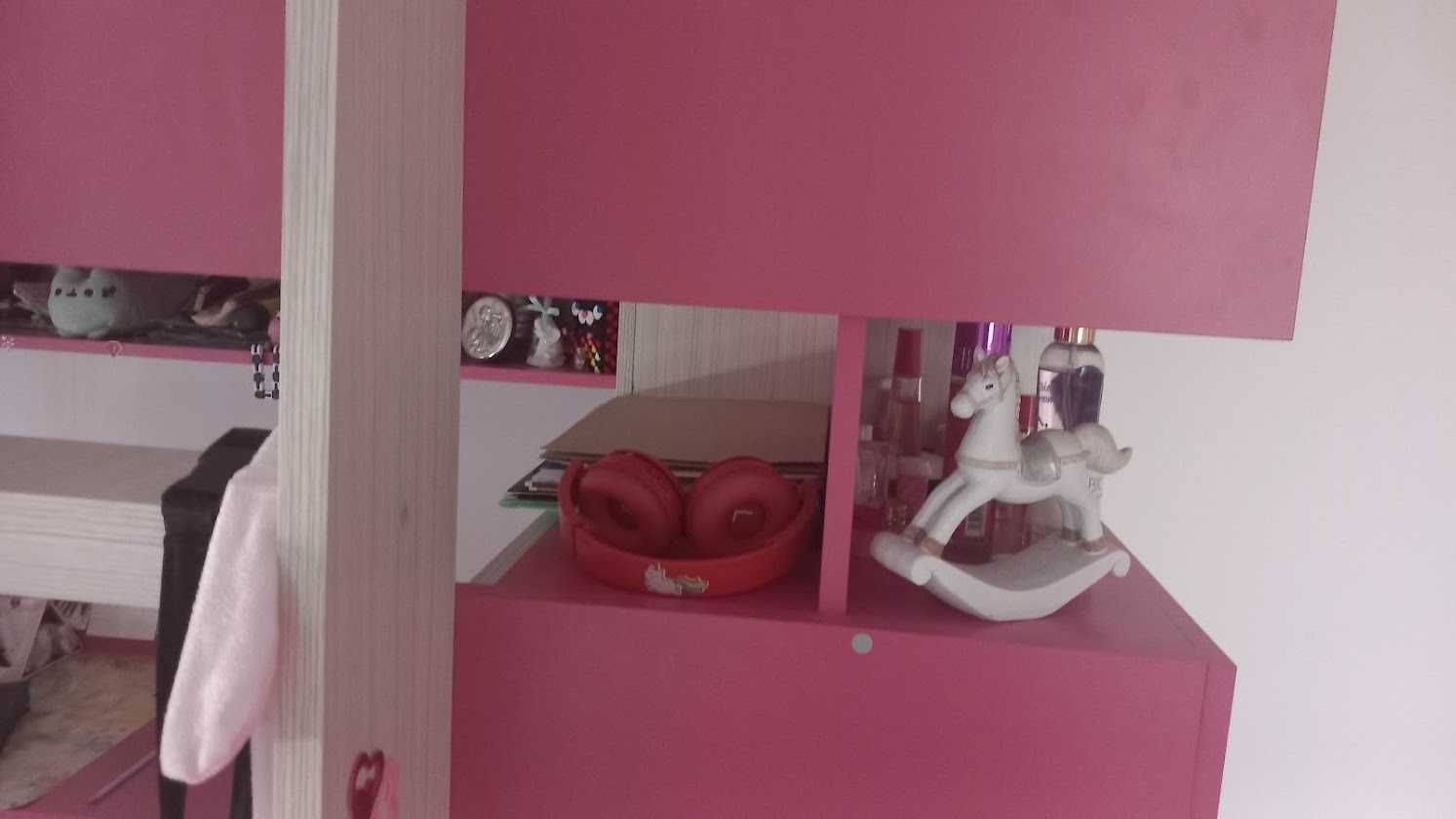 Zestaw mebli dla dziewczynki, łóżko piętrowe z biurkiem