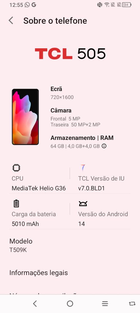 TCL 505 telemovel