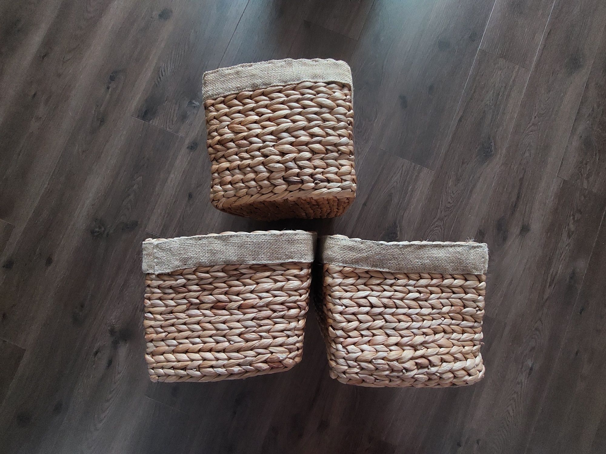 3 kosze pudełka z trzciny